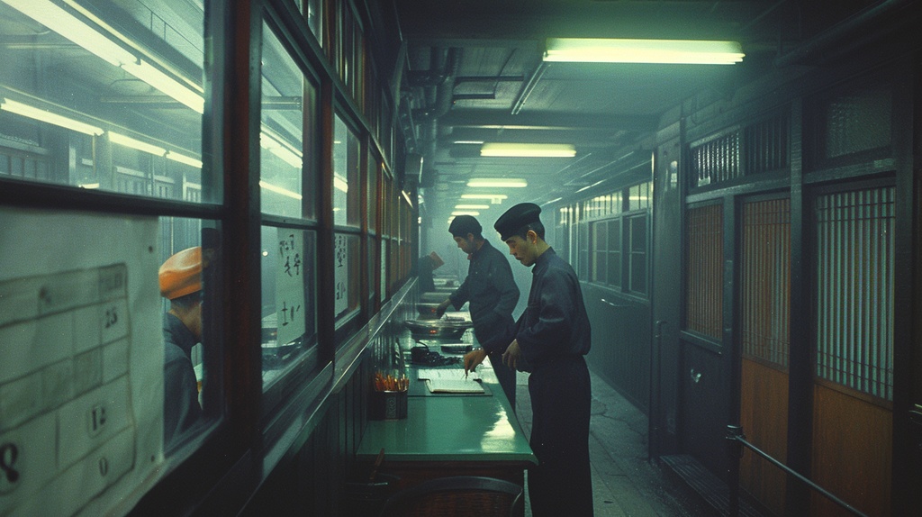 1880年代の駅構内で働く男たち
