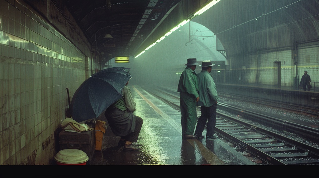 1880年代の駅構内で働く男たち