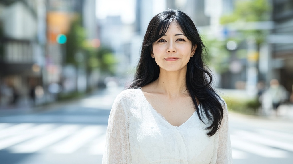 若奥様と都内交差点にて