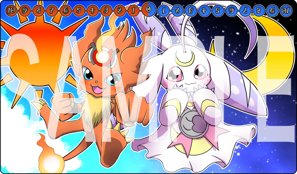 プレイマット(コロナモン＆ルナモン)