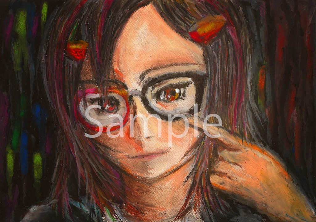 【1点限り】「湯ノ山かがりの復讐」アルバムジャケット絵 原画 A4サイズ+額装