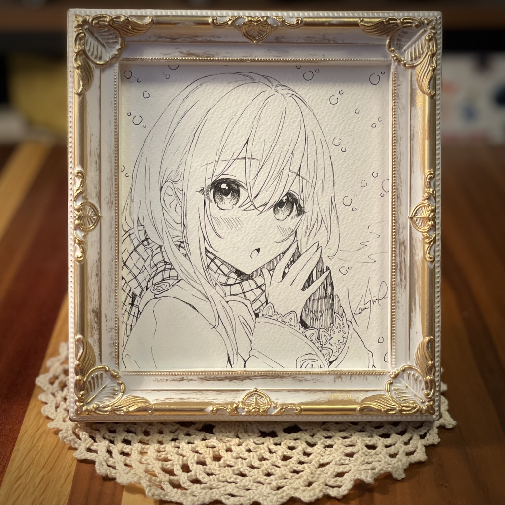 ミニ色紙　おてて寂しげマフラーちゃん