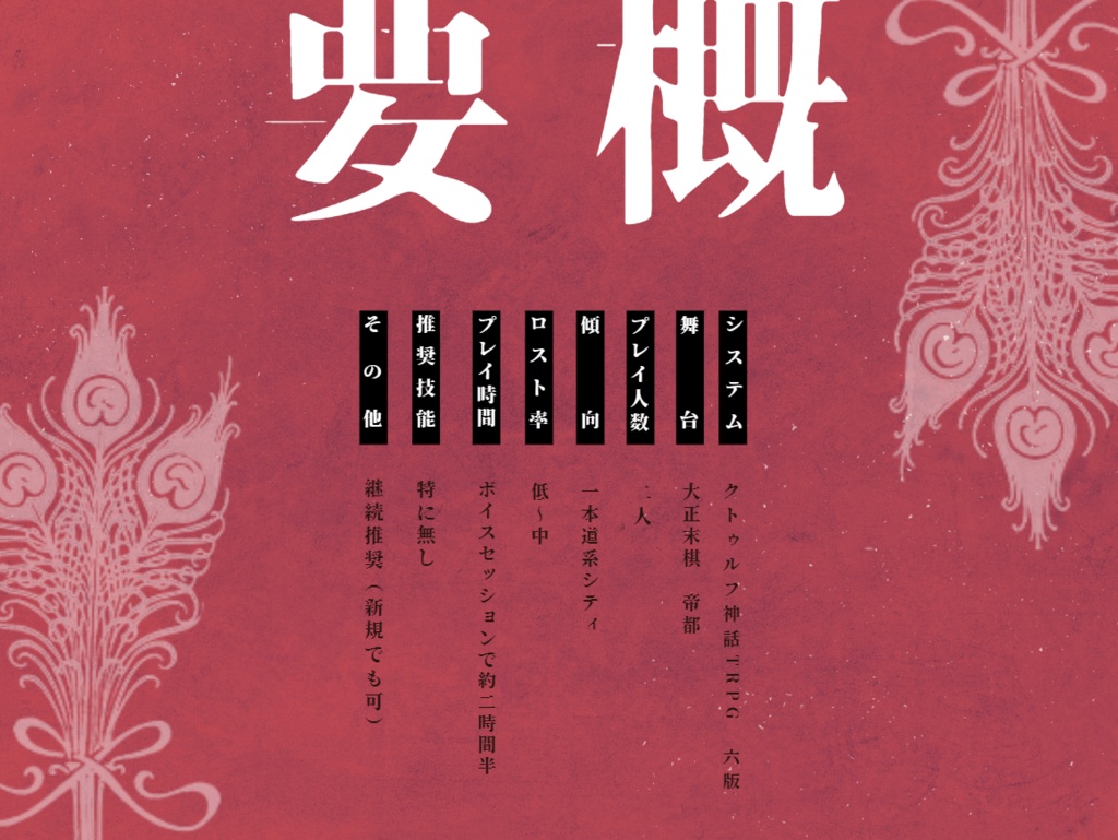 醜怪アフロヂテ【クトゥルフ神話TRPG 大正シナリオ】