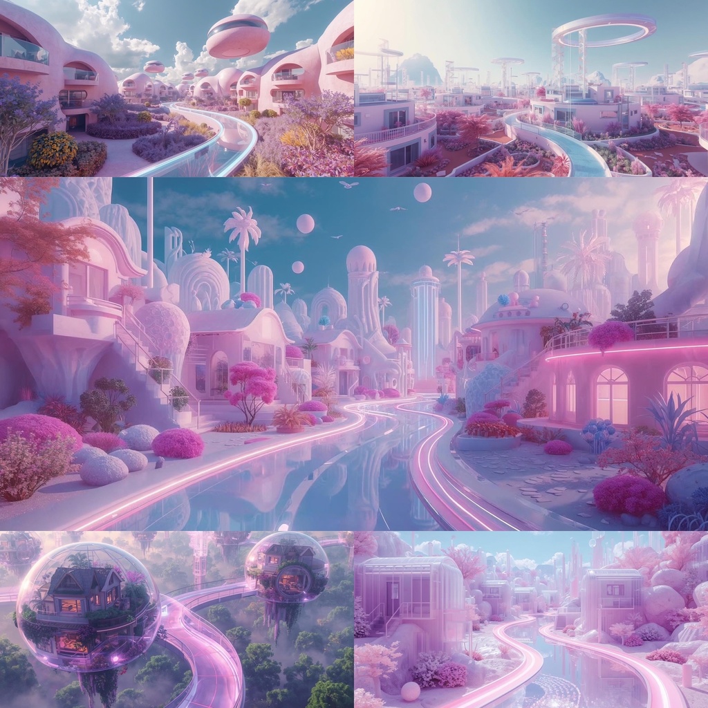  Dreamscape Background Pack vol.4 幻想未来ホームタウンセット［Soft & Transparent Future Homes］（5枚）