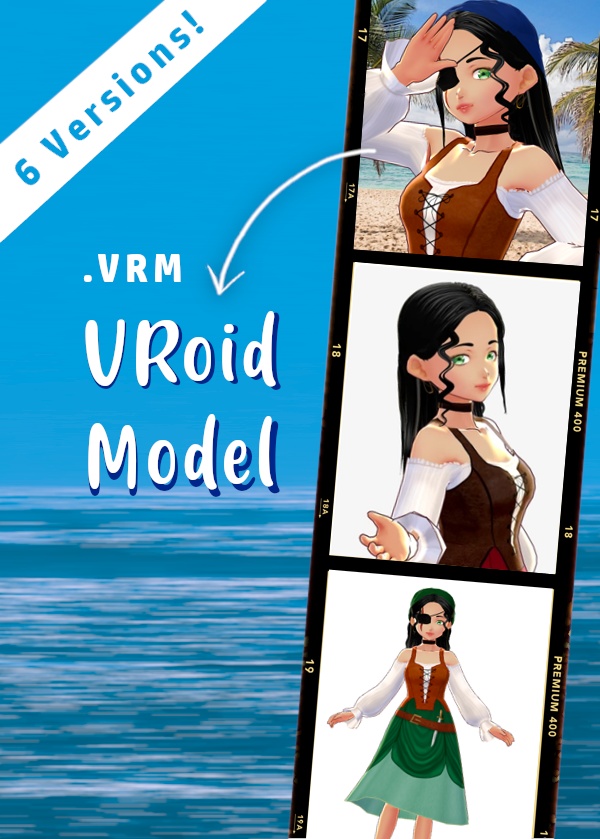 Pirate girl 3D model VRM VRoid