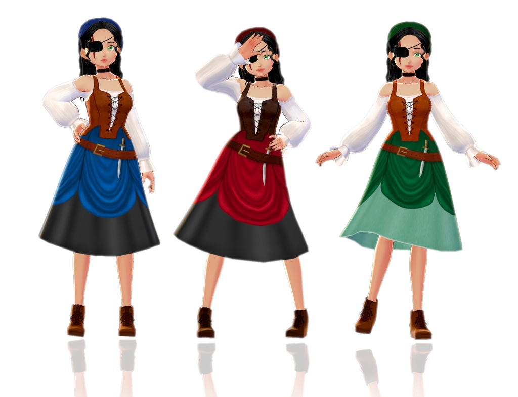 Pirate girl 3D model VRM VRoid
