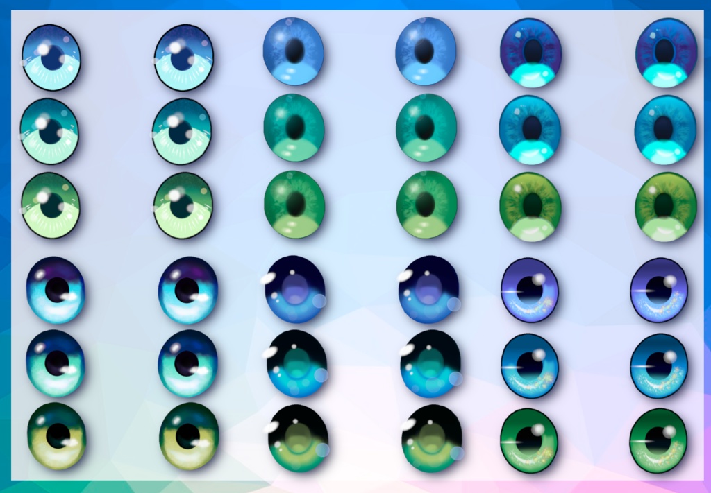 [VRoid] Eye textures Blue-Green 12 versions - arinvern Shop - BOOTH