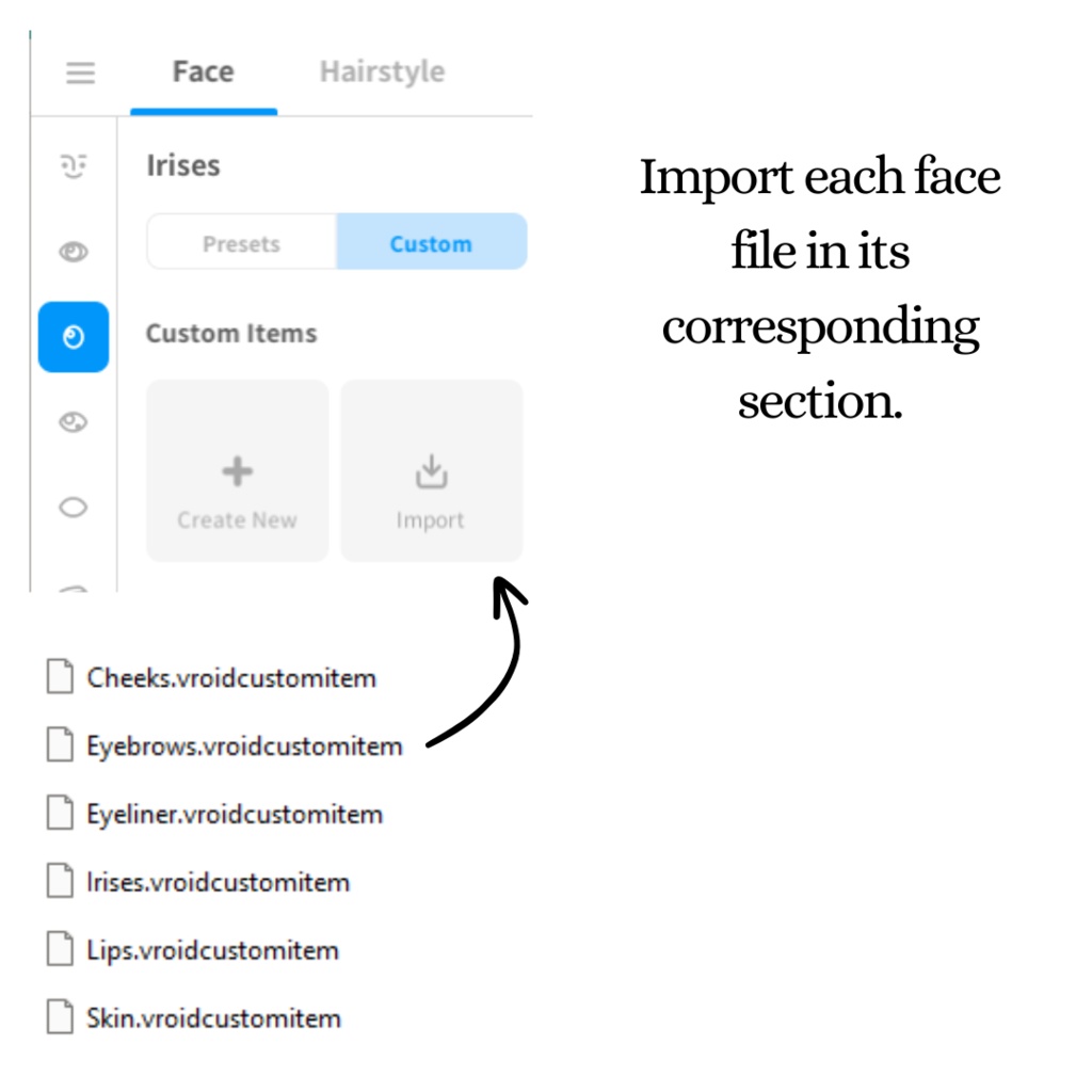 Vroid hair model and face textures