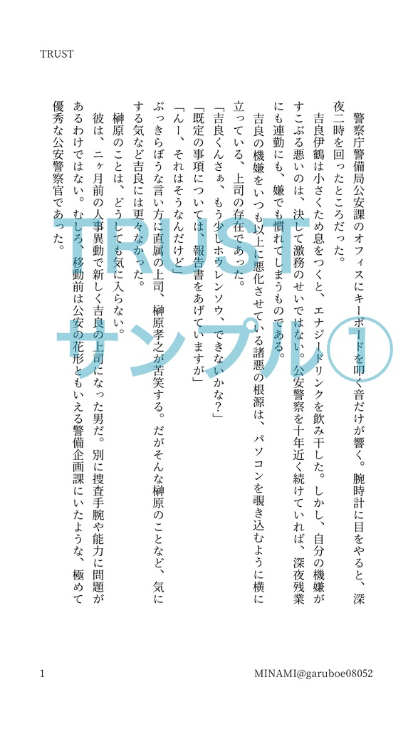 無料DL版『TRUST』意地っ張りなエリート刑事が拉致監禁拷問されて大嫌いな上司に助けられてしまう話