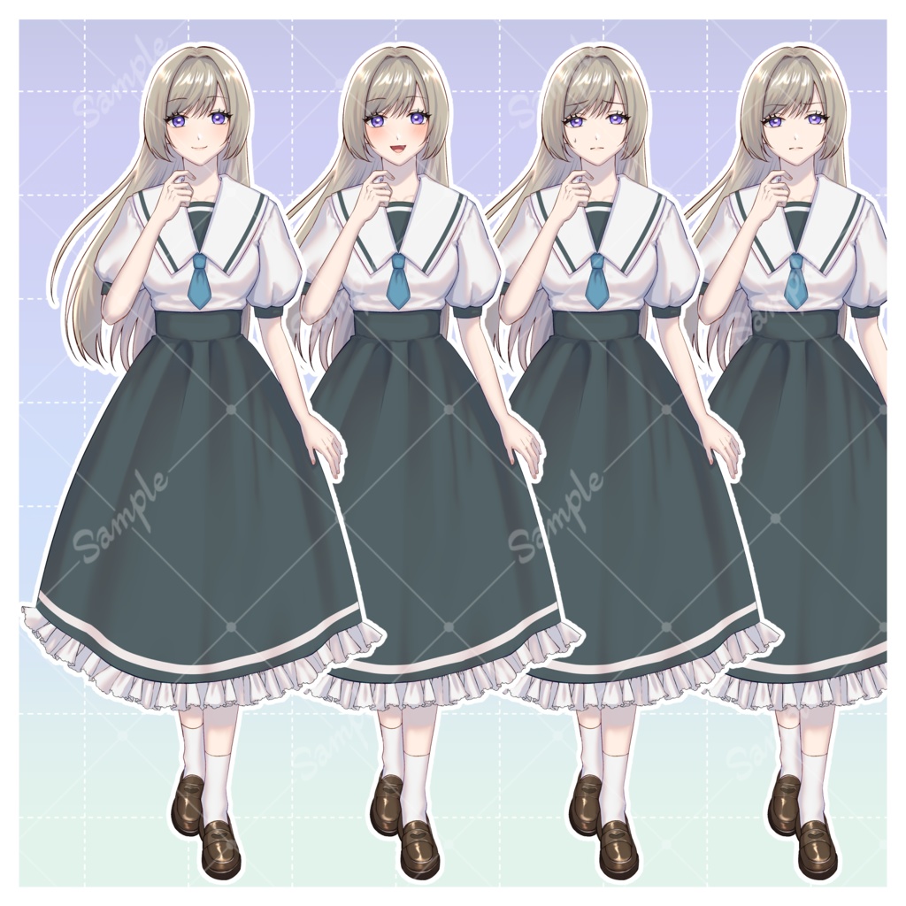 【立ち絵素材】お嬢様風女学生【表情8種】全身/女性/女の子/学生/お嬢様