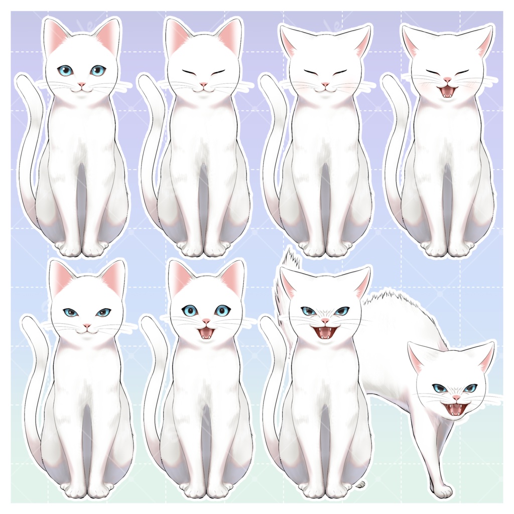 【無料版あり】【立ち絵素材】白猫【差分8種】