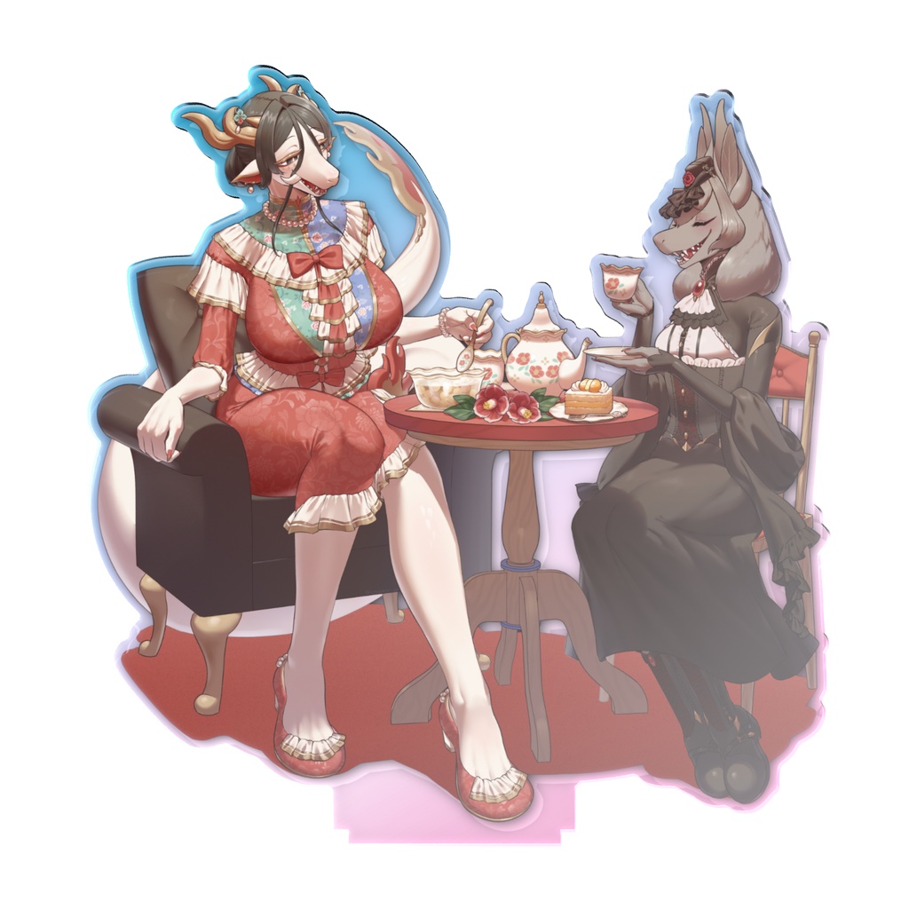しらたま×蝙蝠さん オーロラアクリルフィギュア ~お茶会~