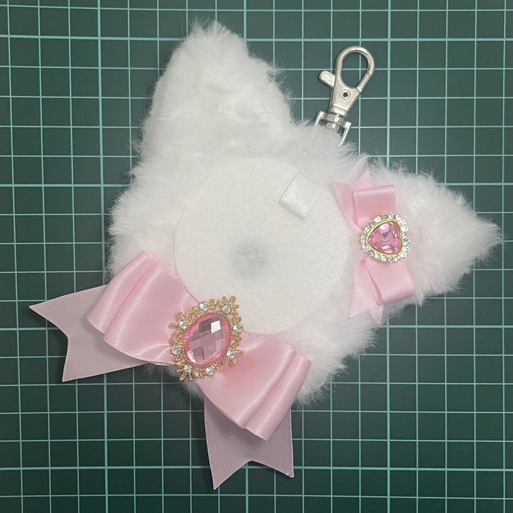 ネコ耳 (Aタイプリボン) 痛ロゼット かぎ針編み