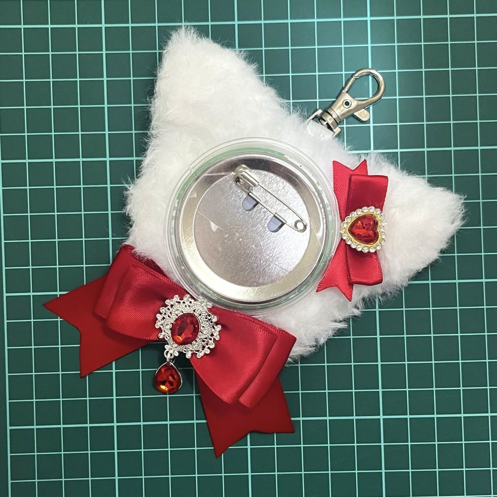 ネコ耳 (Aタイプリボン) 痛ロゼット かぎ針編み