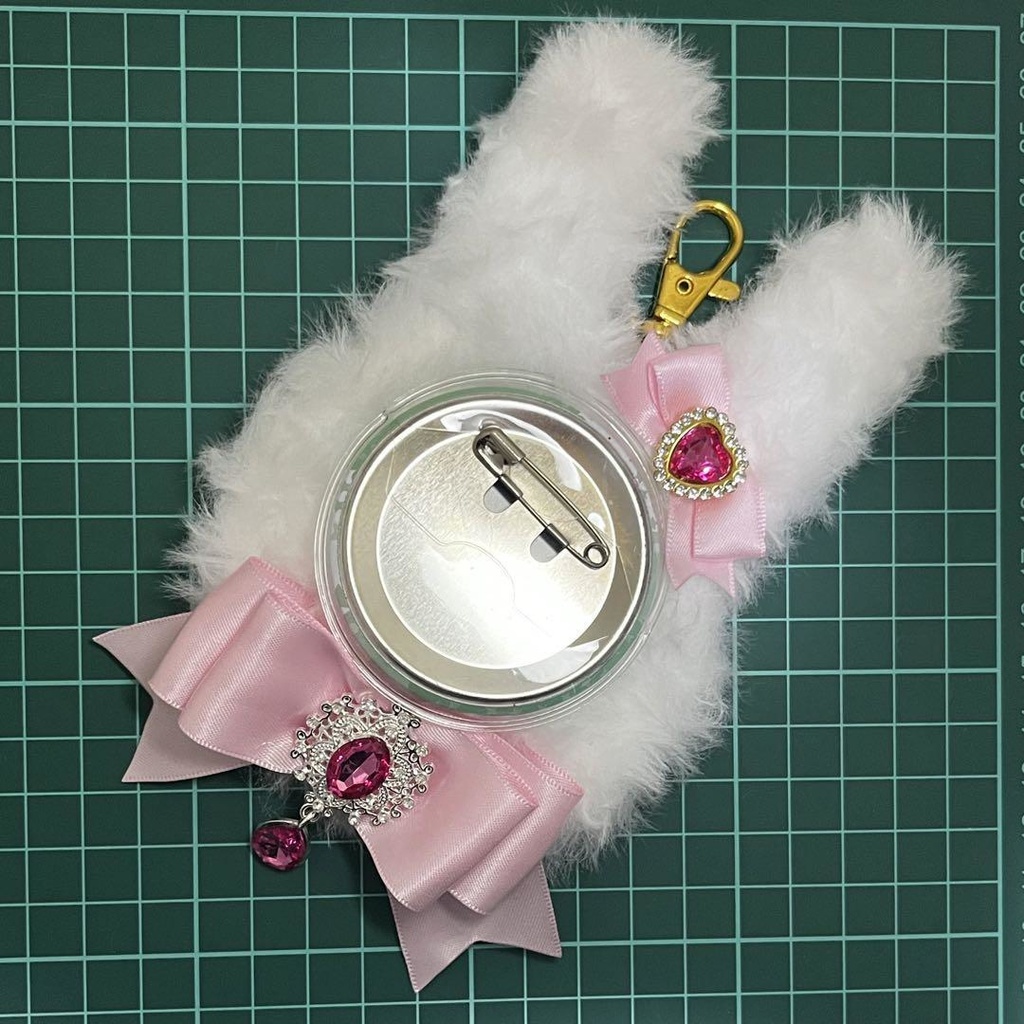 うさ耳 (Aタイプリボン) 痛ロゼット かぎ針編み