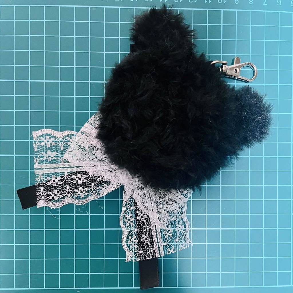 くま耳 (Bタイプリボン) 痛ロゼット かぎ針編み