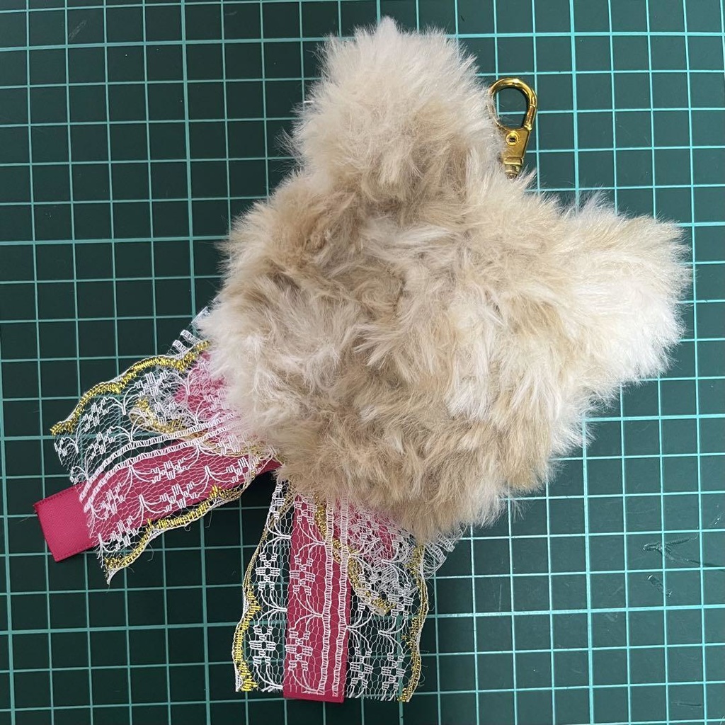 くま耳 (Bタイプリボン) 痛ロゼット かぎ針編み