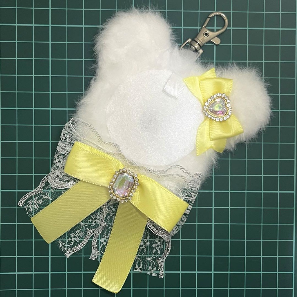 くま耳 (Bタイプリボン) 痛ロゼット かぎ針編み