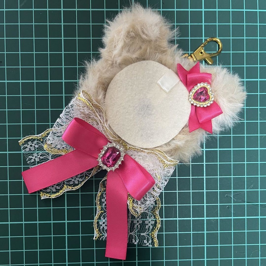 くま耳 (Bタイプリボン) 痛ロゼット かぎ針編み