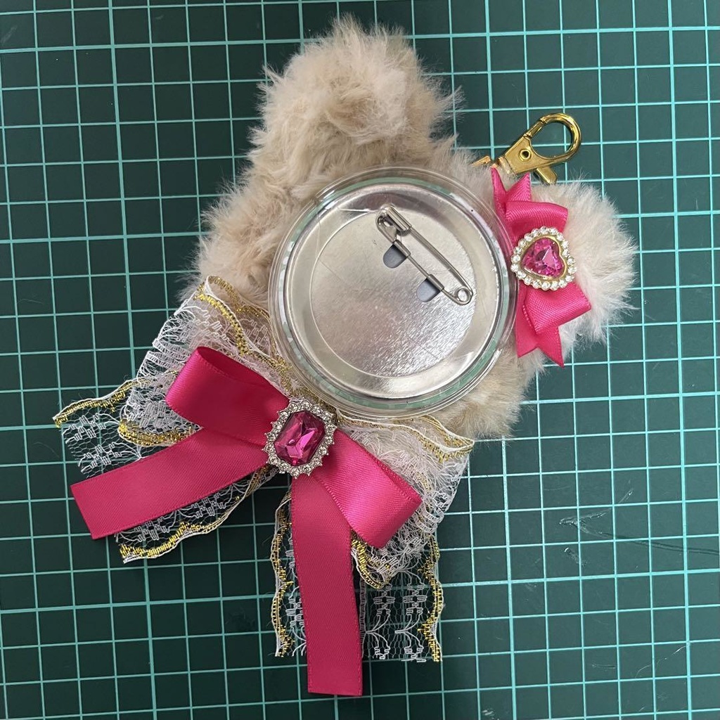 くま耳 (Bタイプリボン) 痛ロゼット かぎ針編み