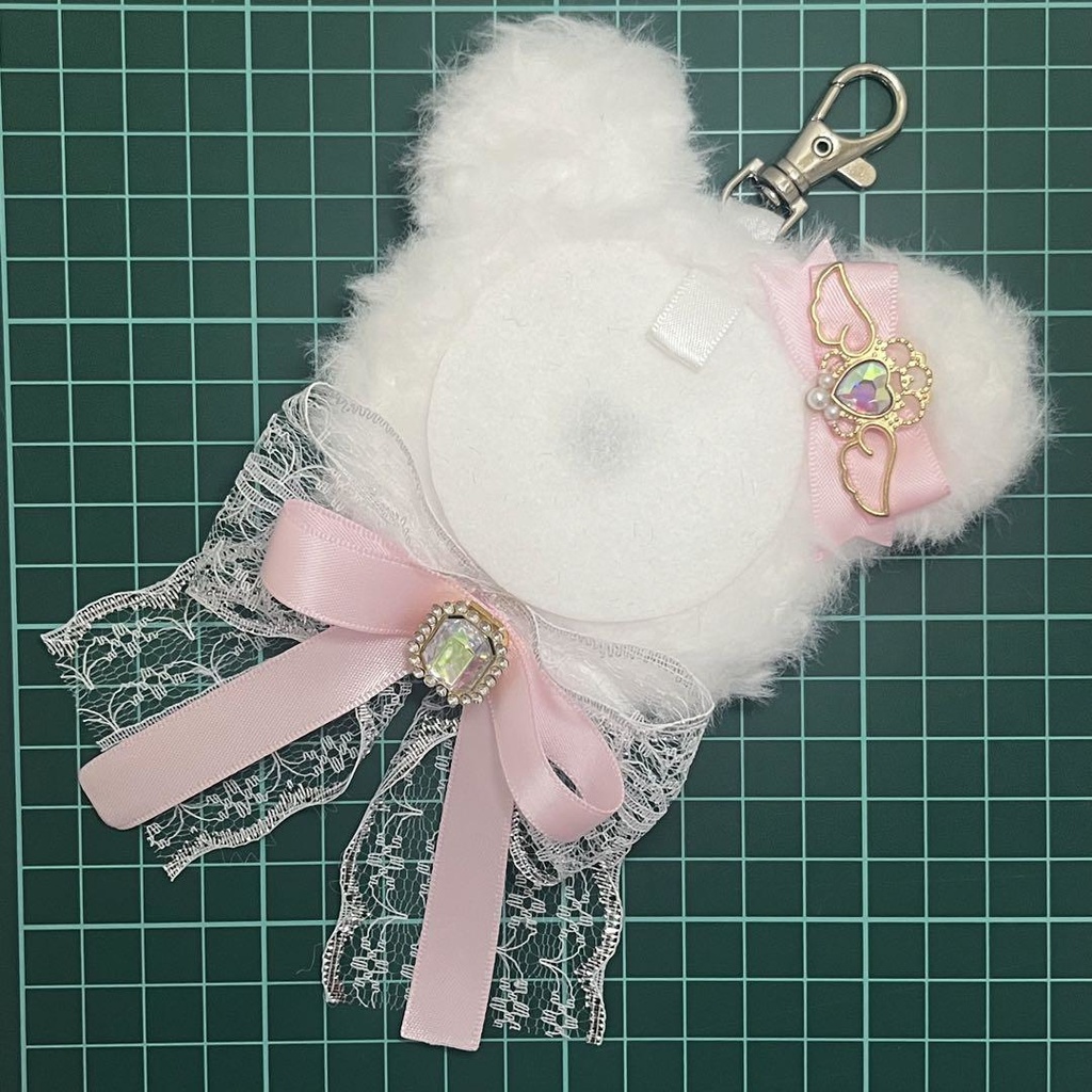 くま耳 (Bタイプリボン) 痛ロゼット かぎ針編み