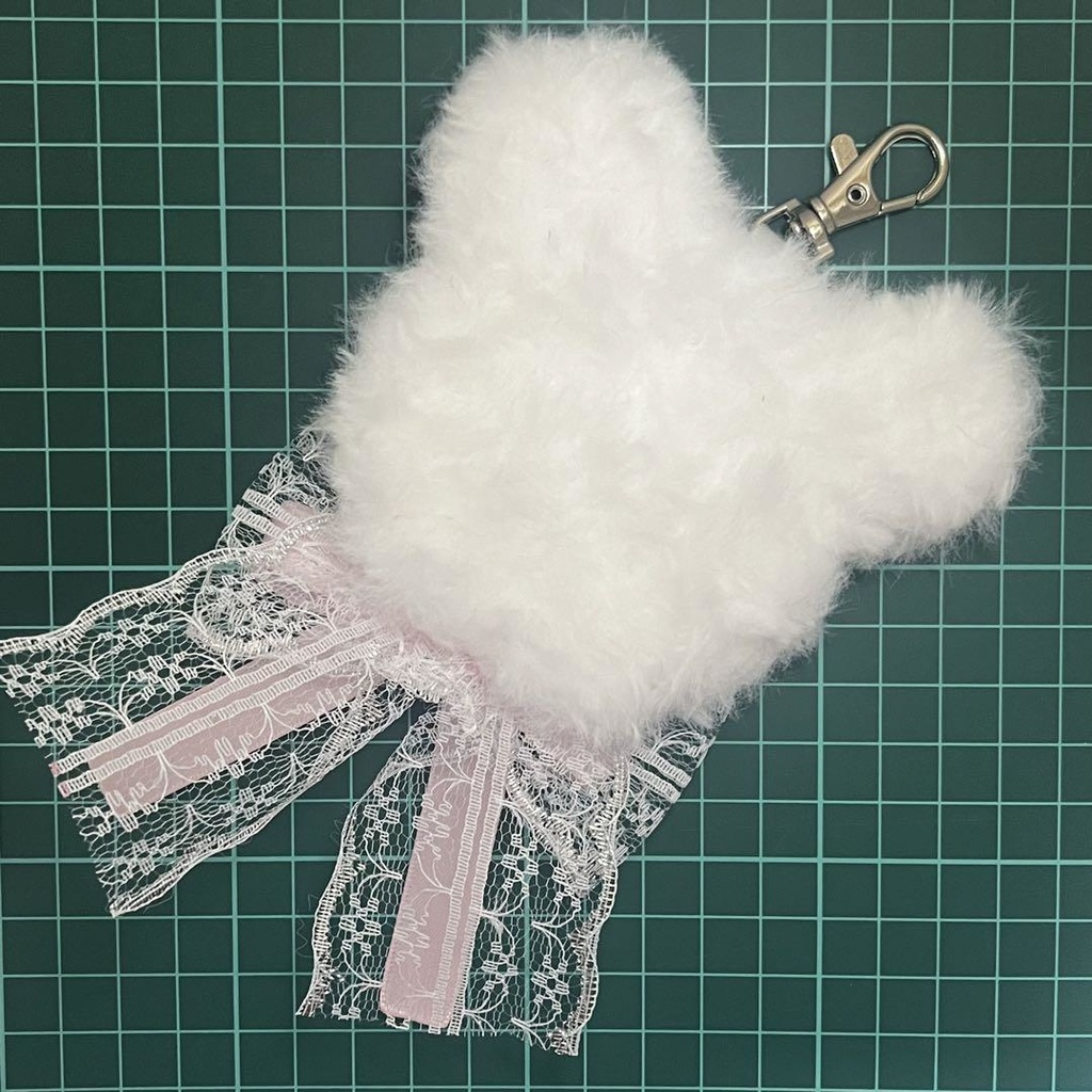 くま耳 (Bタイプリボン) 痛ロゼット かぎ針編み