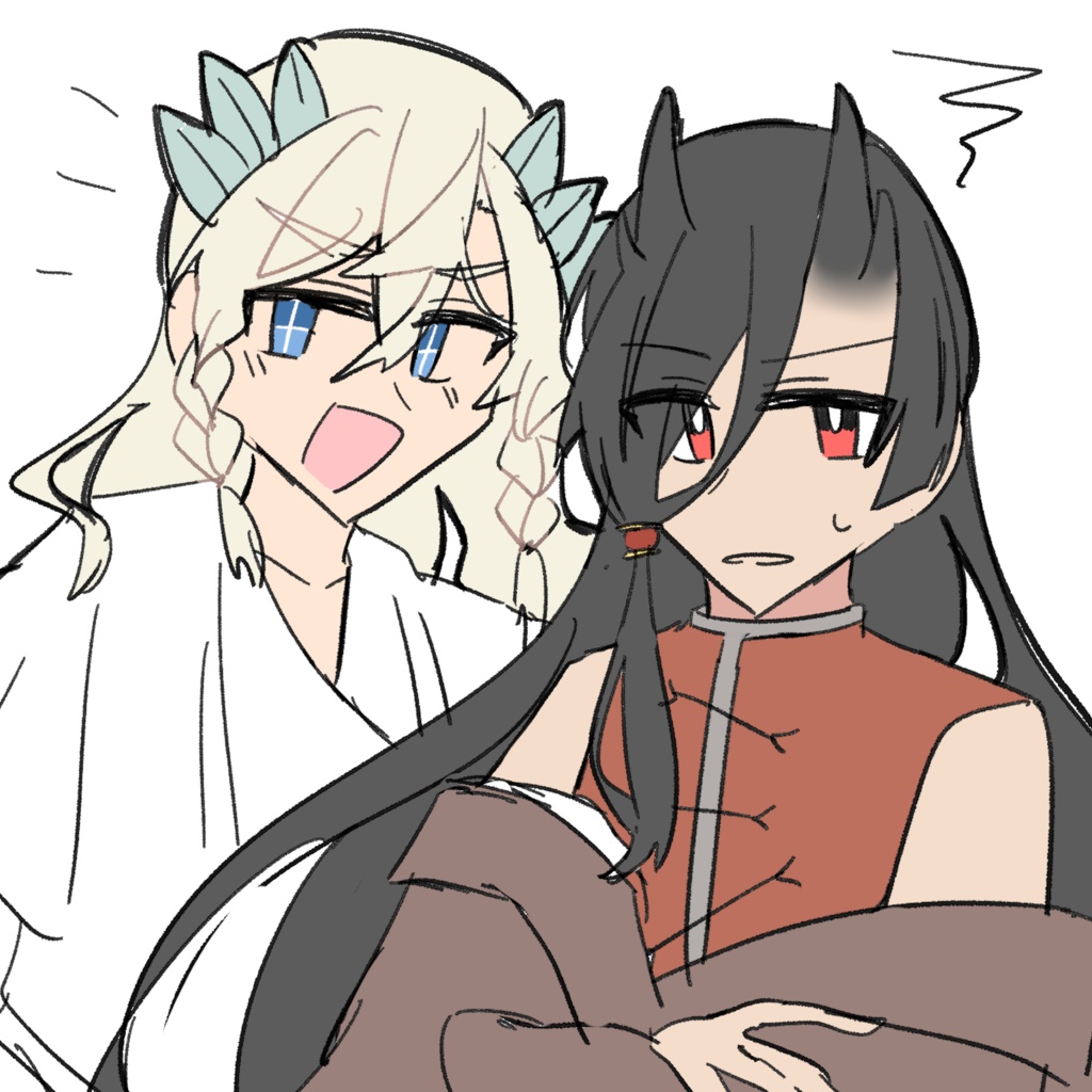 前神&童子-描き下ろし色紙