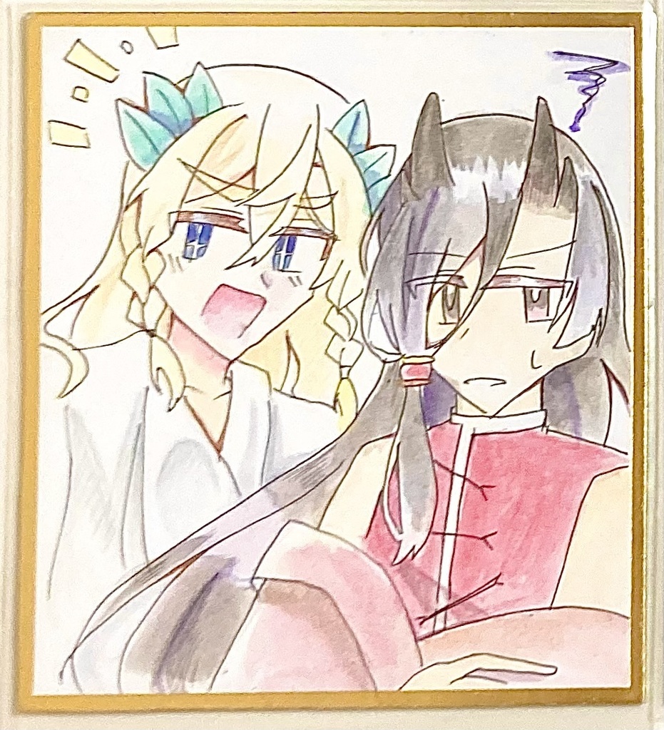 前神＆童子-描き下ろし色紙