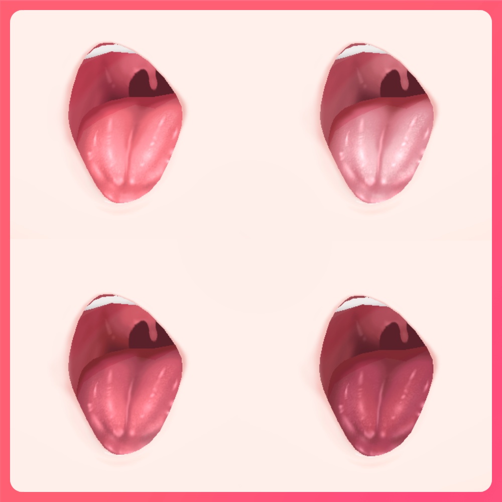 【#VRoid 8Color】フェティッシュな口内テクスチャ VRoid Realistic Mouth Inside and Tongue texture