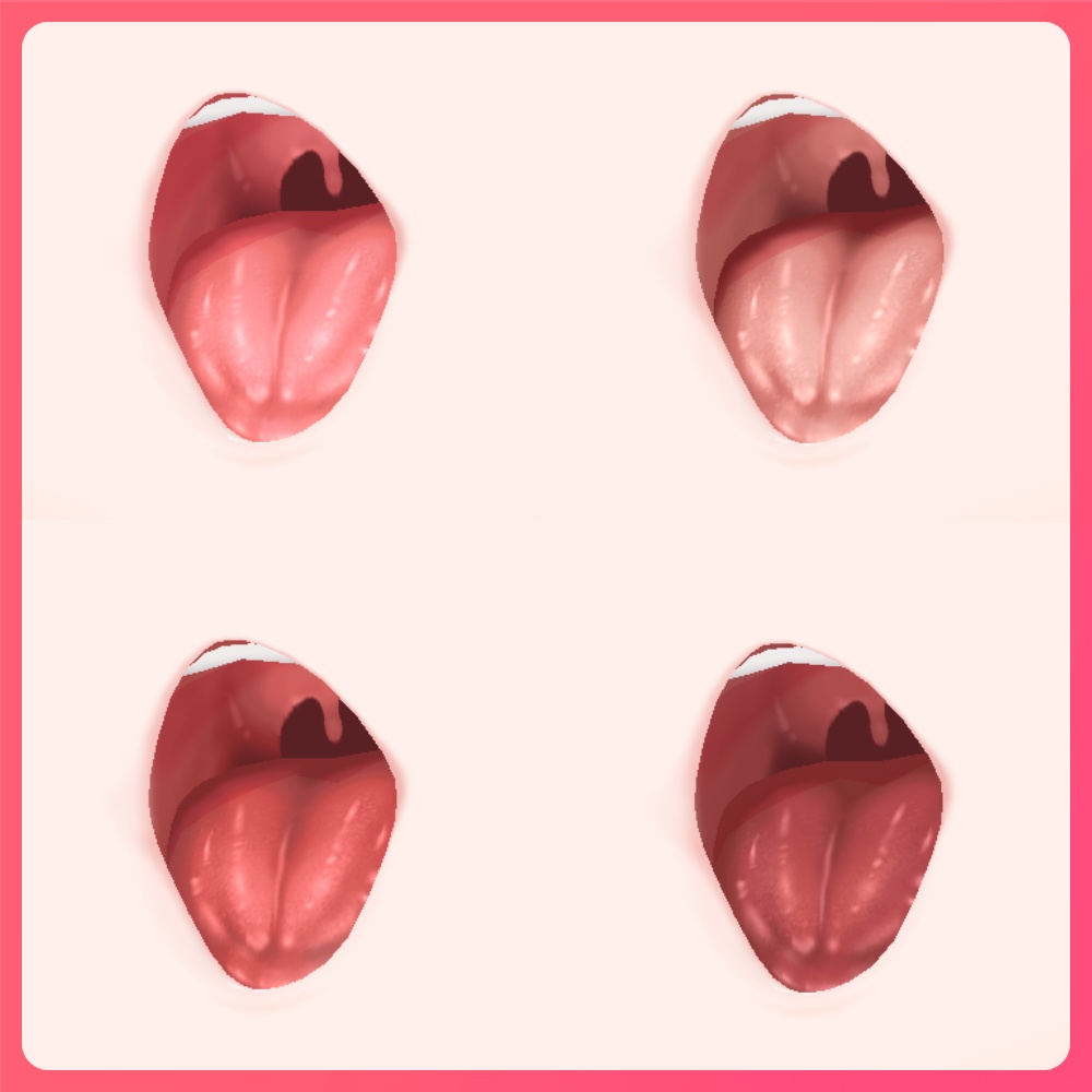 【#VRoid 8Color】フェティッシュな口内テクスチャ VRoid Realistic Mouth Inside and Tongue texture