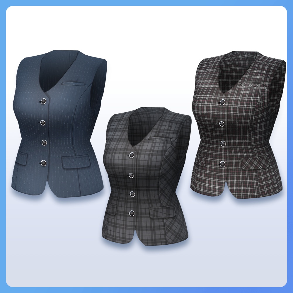 【#VRoid ミニ・ロング】丈が選べるOL事務服セットA Office Worker Uniform A