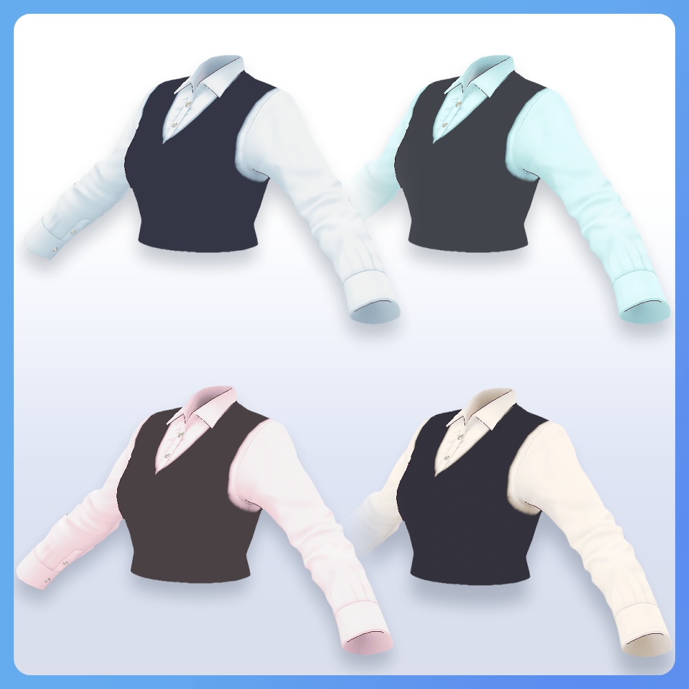 【#VRoid ミニ・ロング】丈が選べるOL事務服セットA Office Worker Uniform A