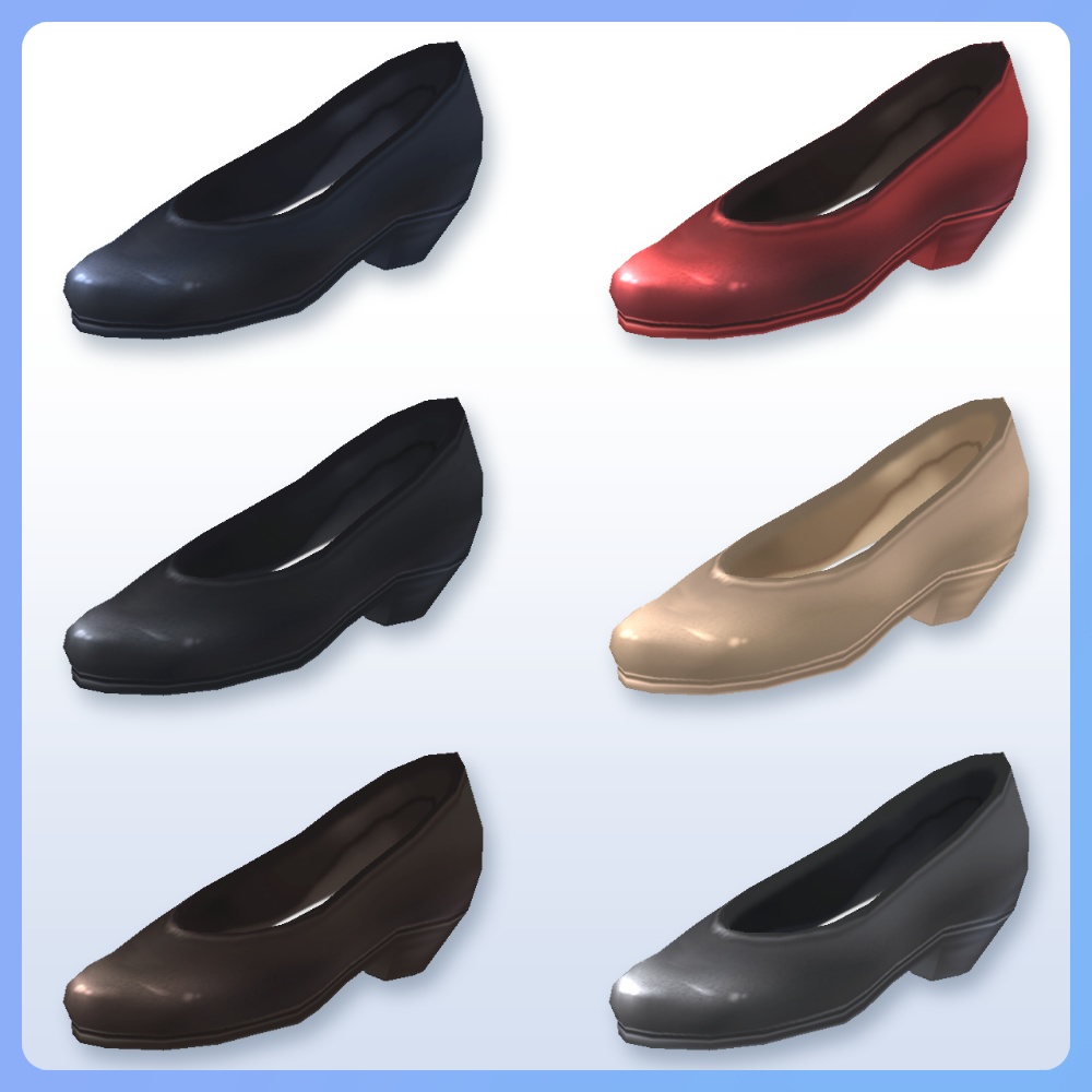 【#VRoid】オフィスパンプス 6色セット Pumps heels shoes for VRoid