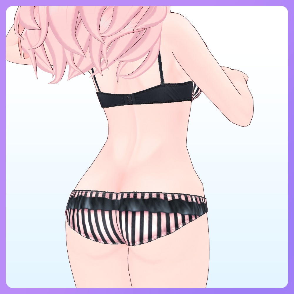 【#VRoid 全12色】ストライプ ランジェリー セット Stripe Lingerie