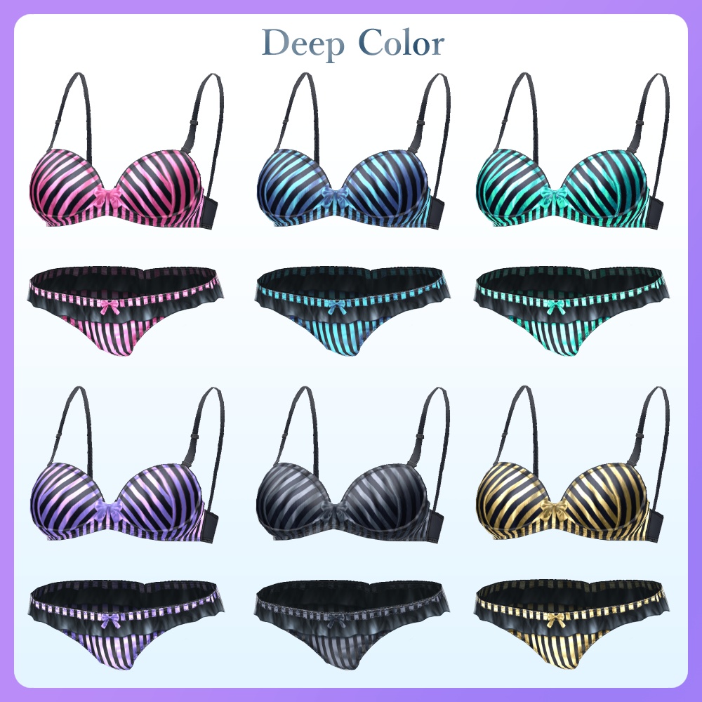 【#VRoid 全12色】ストライプ ランジェリー セット Stripe Lingerie