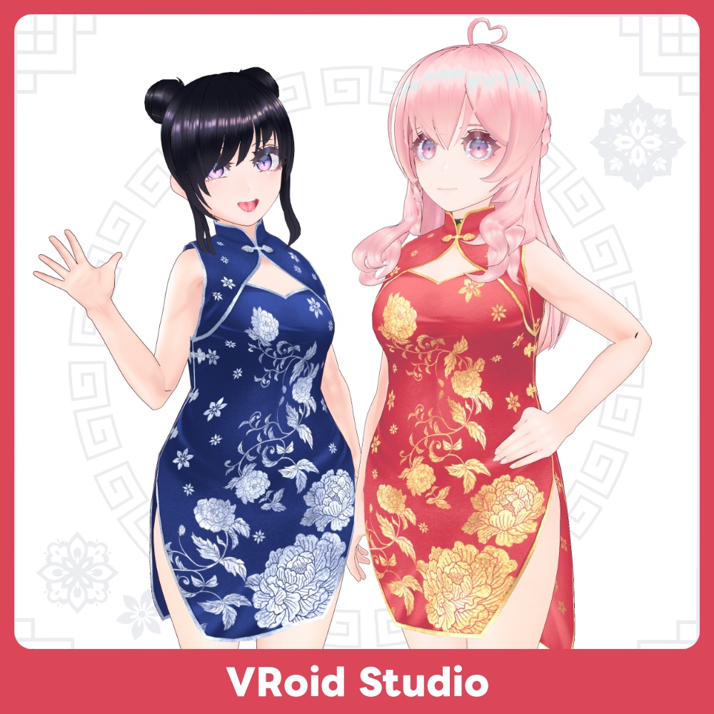 【#VRoid 全6色】チャイナドレス 牡丹 ChinaDress Flower