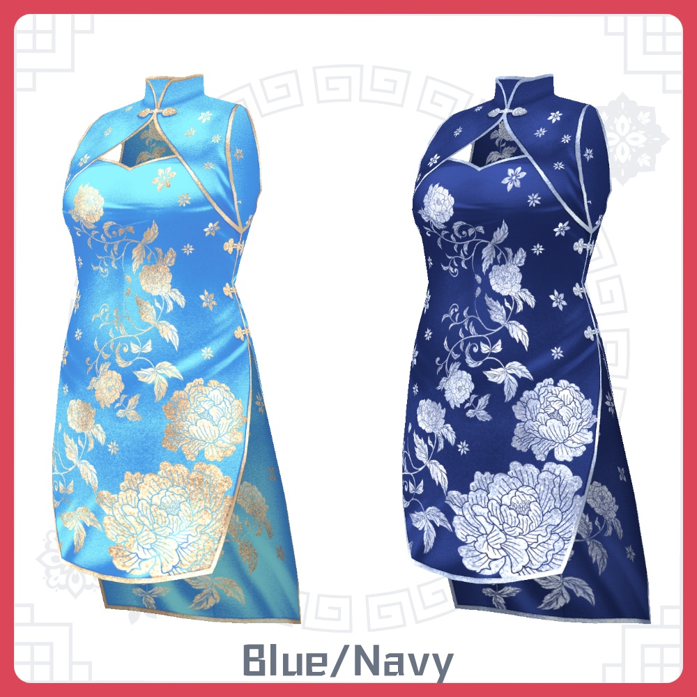 【#VRoid 全6色】チャイナドレス 花 ChinaDress Flower