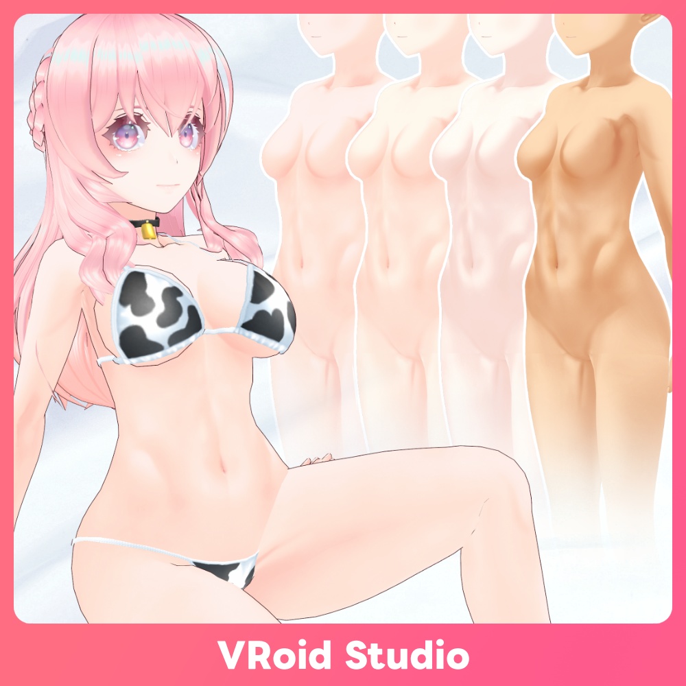 【 #VRoid 4色+色変可 平胸対応】フェティッシュな肌テクスチャ Detailed skin textures