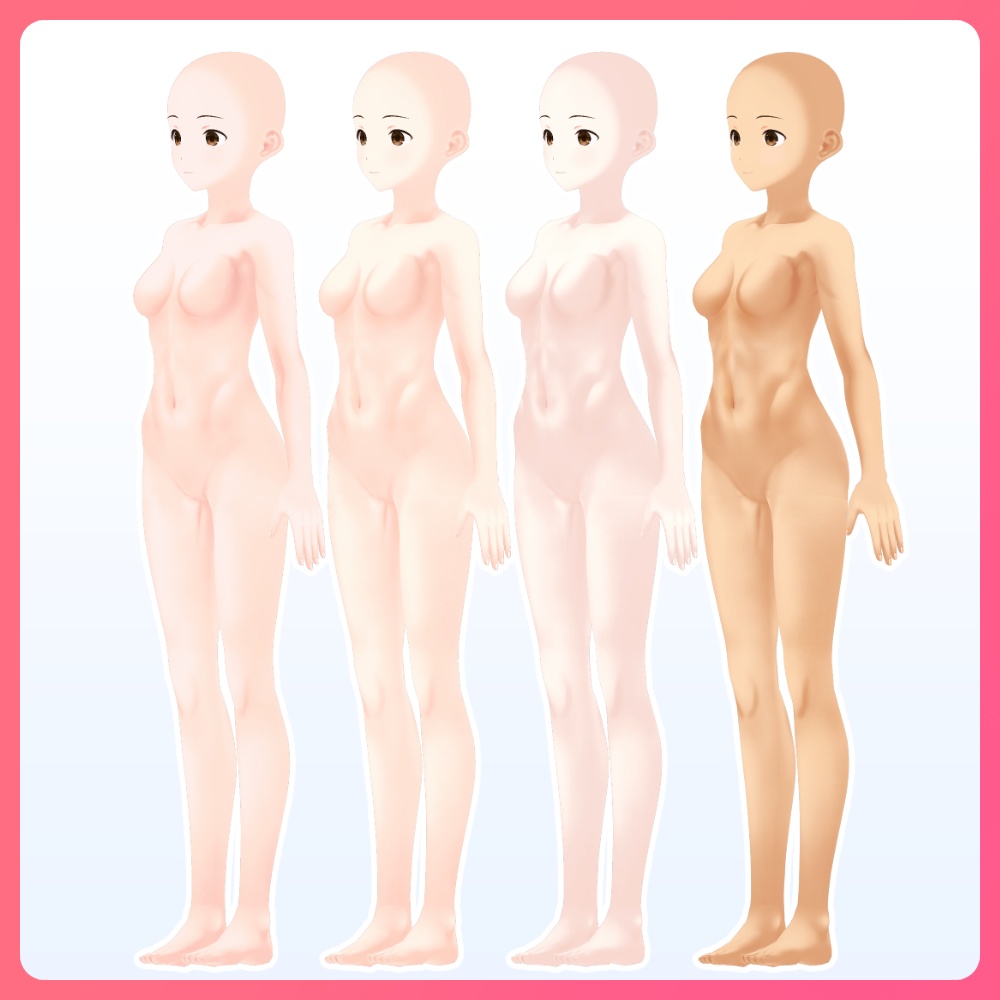 【 #VRoid 4色+カラチェン+スレンダー】フェティッシュな肌テクスチャ Fetish and Detailed skin textures