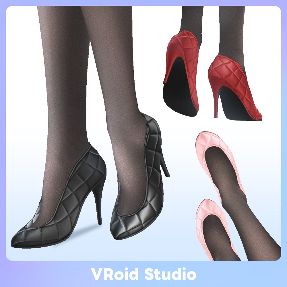 【#VRoid 6色 ピンヒール用】キルティングレザーパンプス quilting leather high heels