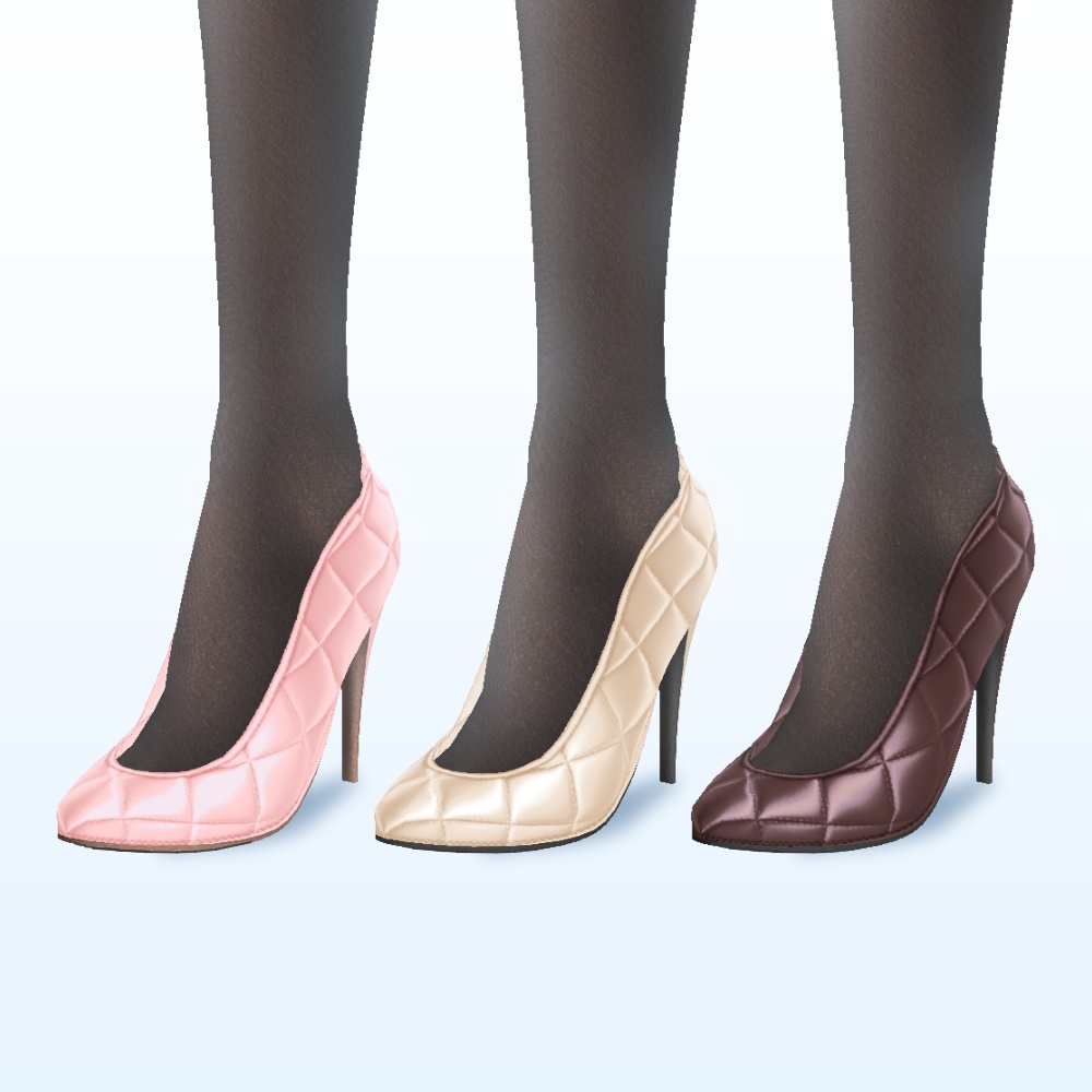 【#VRoid 6色 ピンヒール用】キルティングレザーパンプス quilting leather high heels