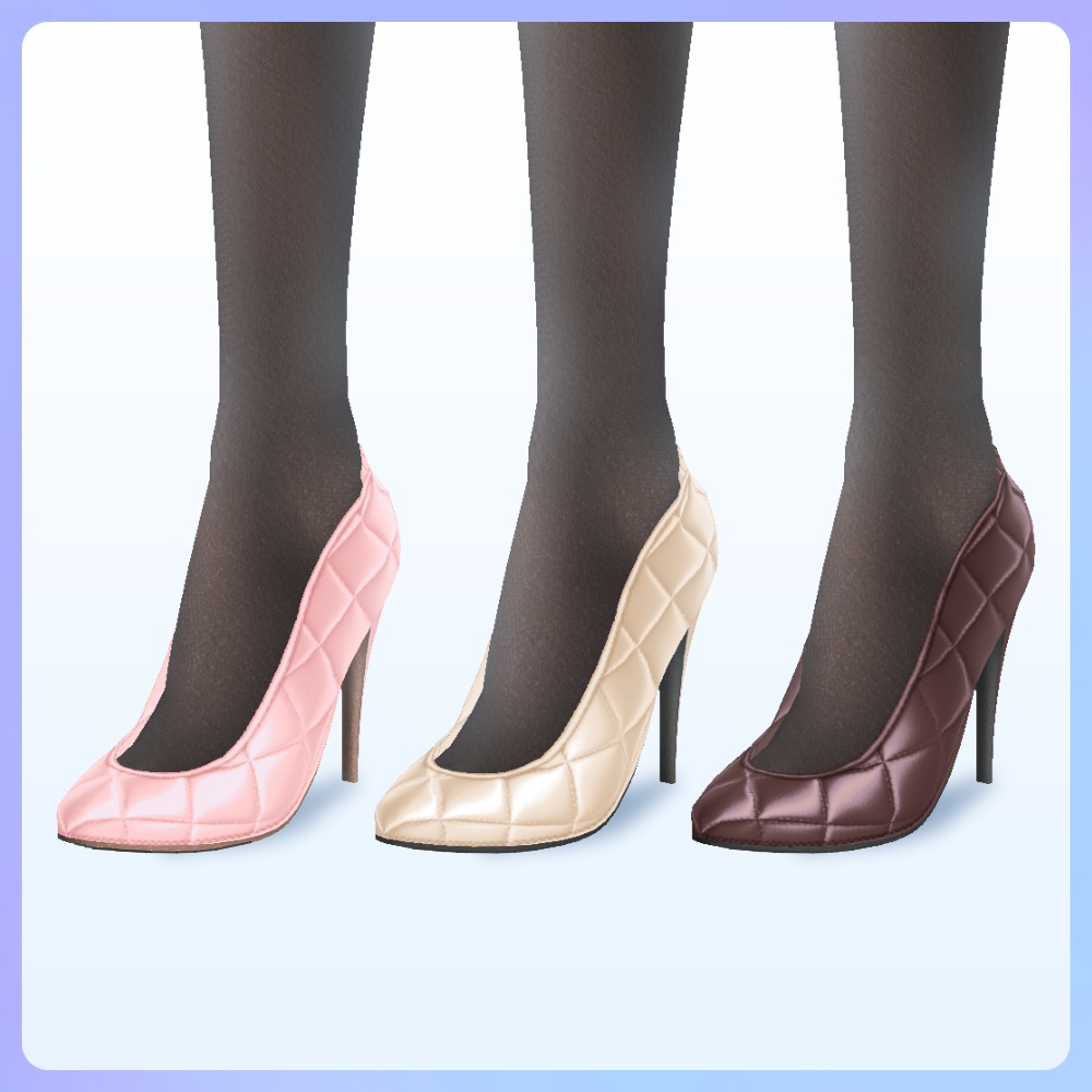 【#VRoid 6色 ピンヒール用】キルティングレザーパンプス quilting leather high heels