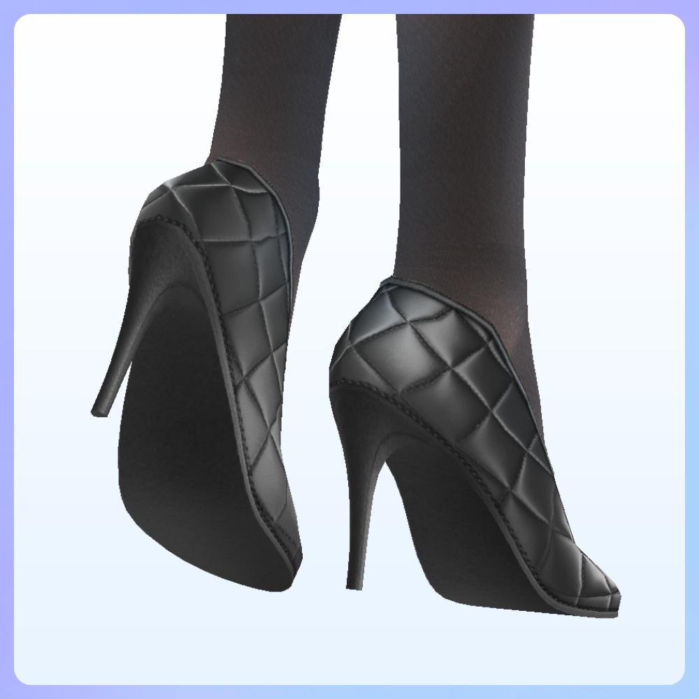 【#VRoid 6色 ピンヒール用】キルティングレザーパンプス quilting leather high heels