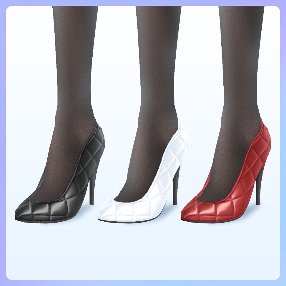 【#VRoid 6色 ピンヒール用】キルティングレザーパンプス quilting leather high heels