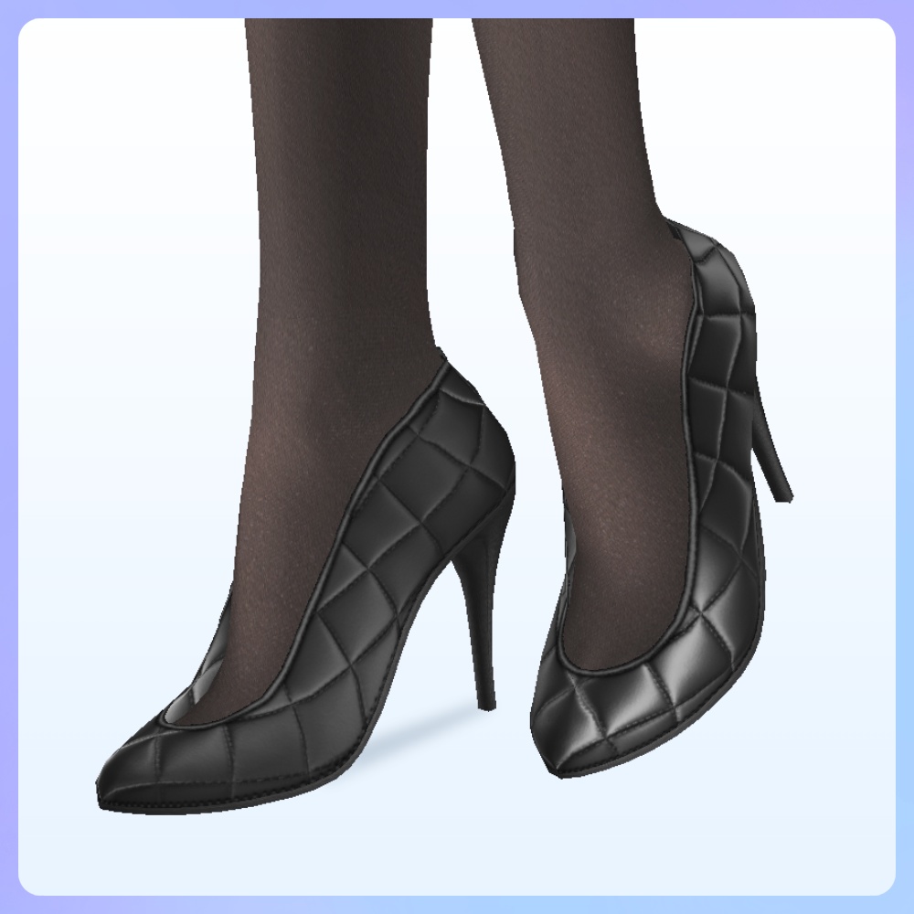 【#VRoid 6色 ピンヒール用】キルティングレザーパンプス quilting leather high heels