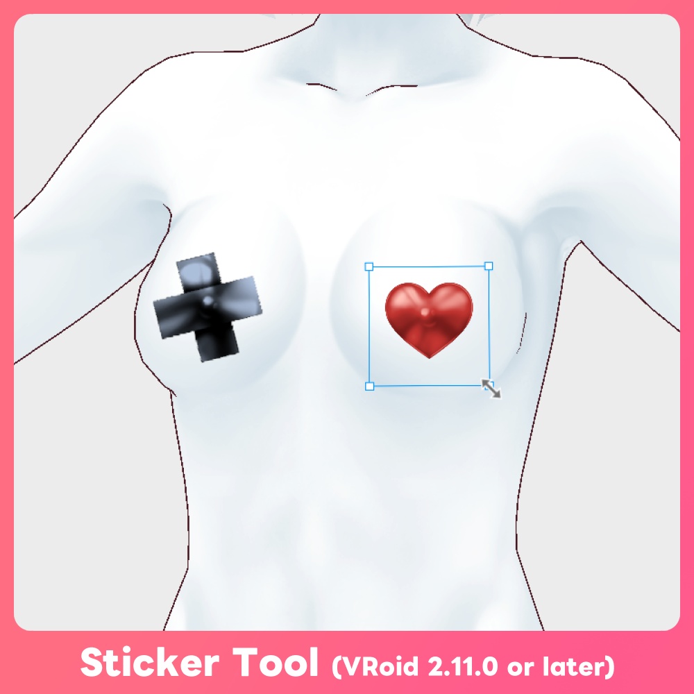 【#VRoid 10色 スタンプ対応!】ニップレス & 前貼り Nipple covers and modesty patch for VRoid