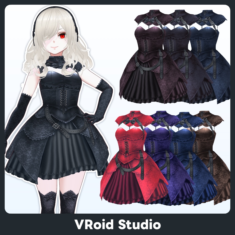 【#VRoid 8COLOR】シャドウブルームゴシックドレス Shadow Bloom GothicDress