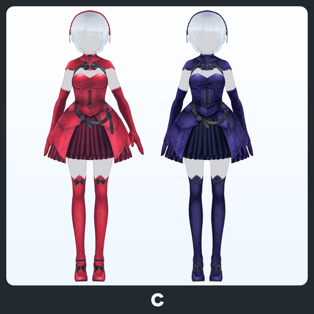 【#VRoid 8COLOR】シャドウブルームゴシックドレス Shadow Bloom GothicDress