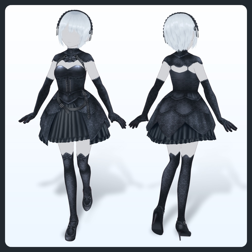 【#VRoid 8COLOR】シャドウブルームゴシックドレス Shadow Bloom GothicDress
