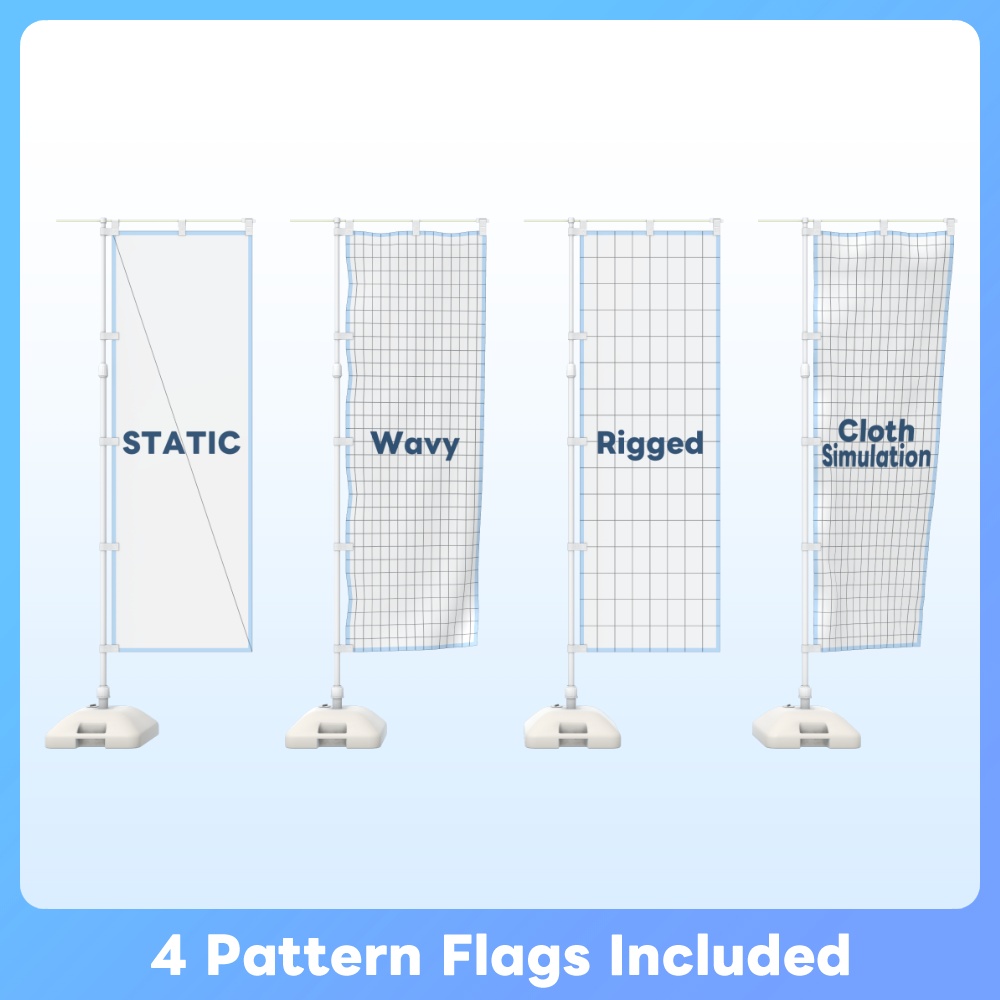 【FBX GLB】情報量が多い のぼり旗 nobori flag set